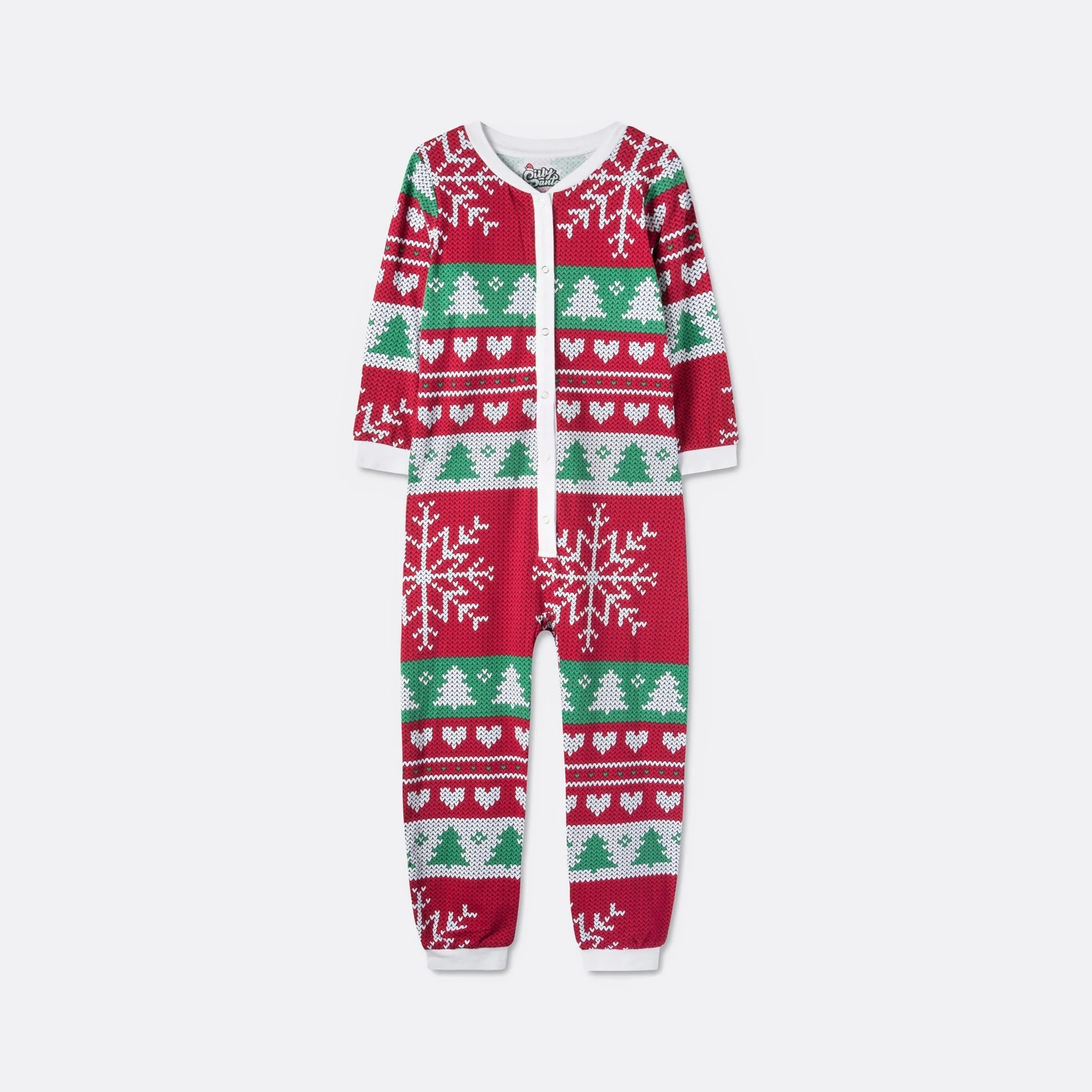 Roter Strickmuster Overall Weihnachtspyjama Kinder