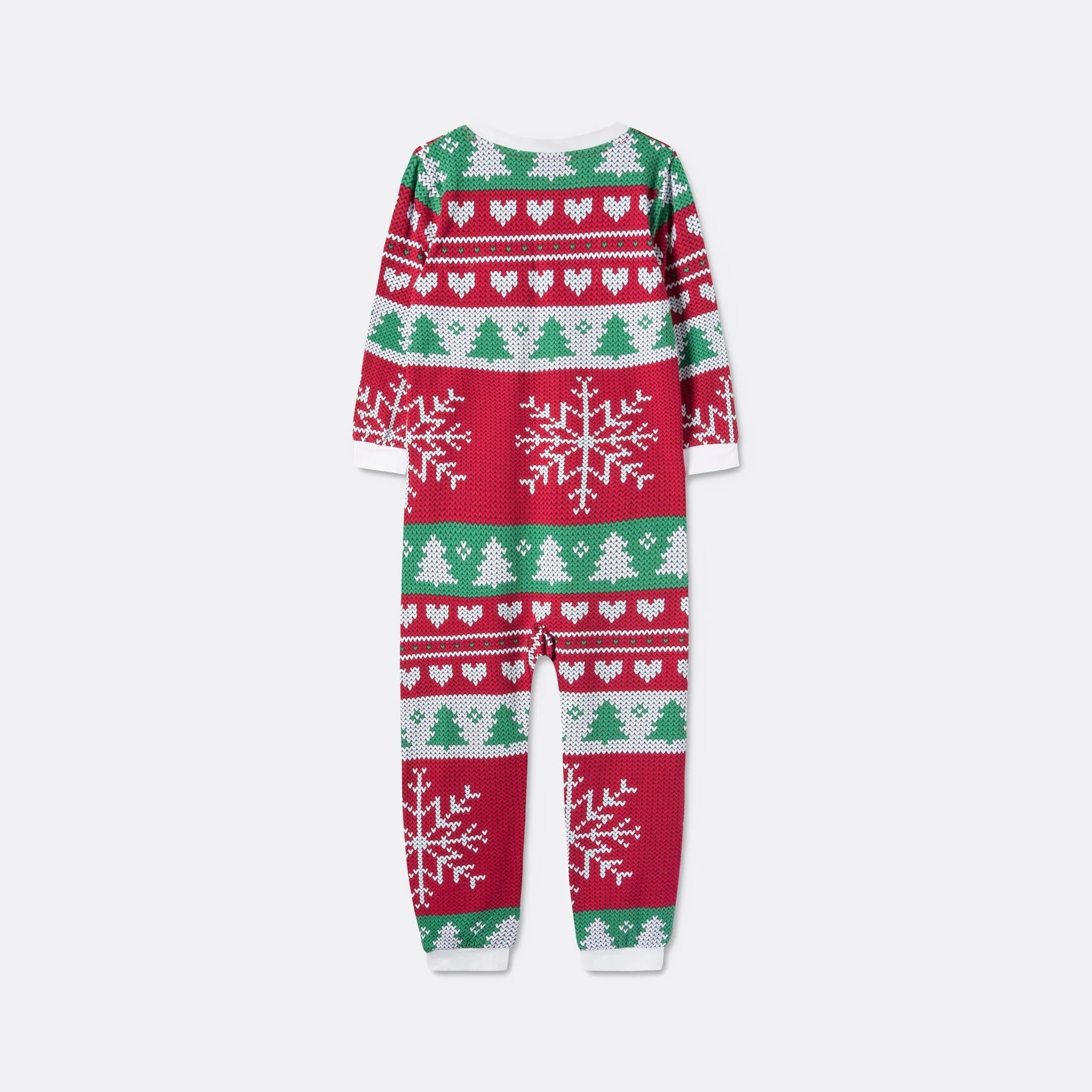 Roter Strickmuster Overall Weihnachtspyjama Kinder - Image 2