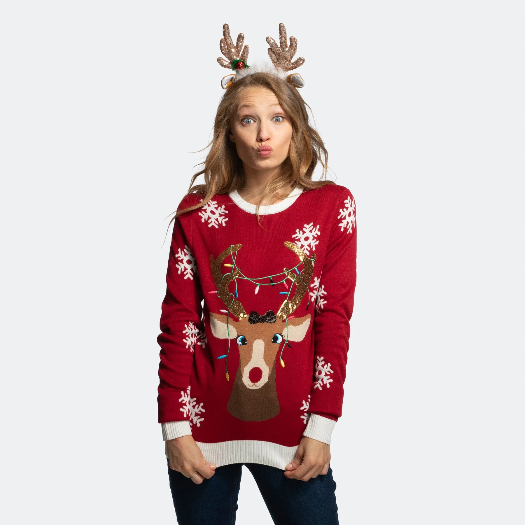 Süßer Rentier Weihnachtspullover Damen - Image 2