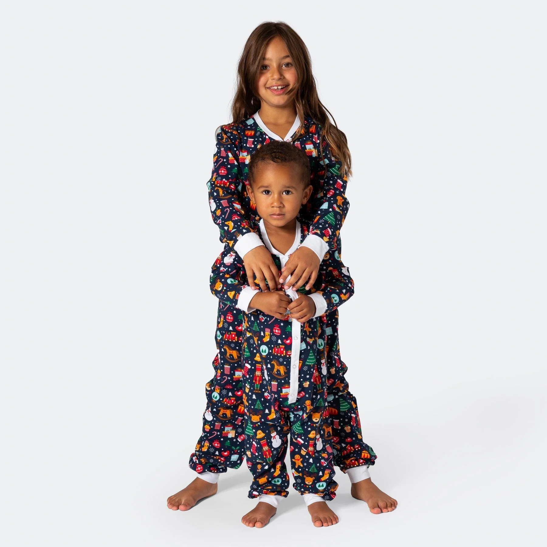Blauer Weihnachtstraum Overall Weihnachtspyjama Kinder - Image 3