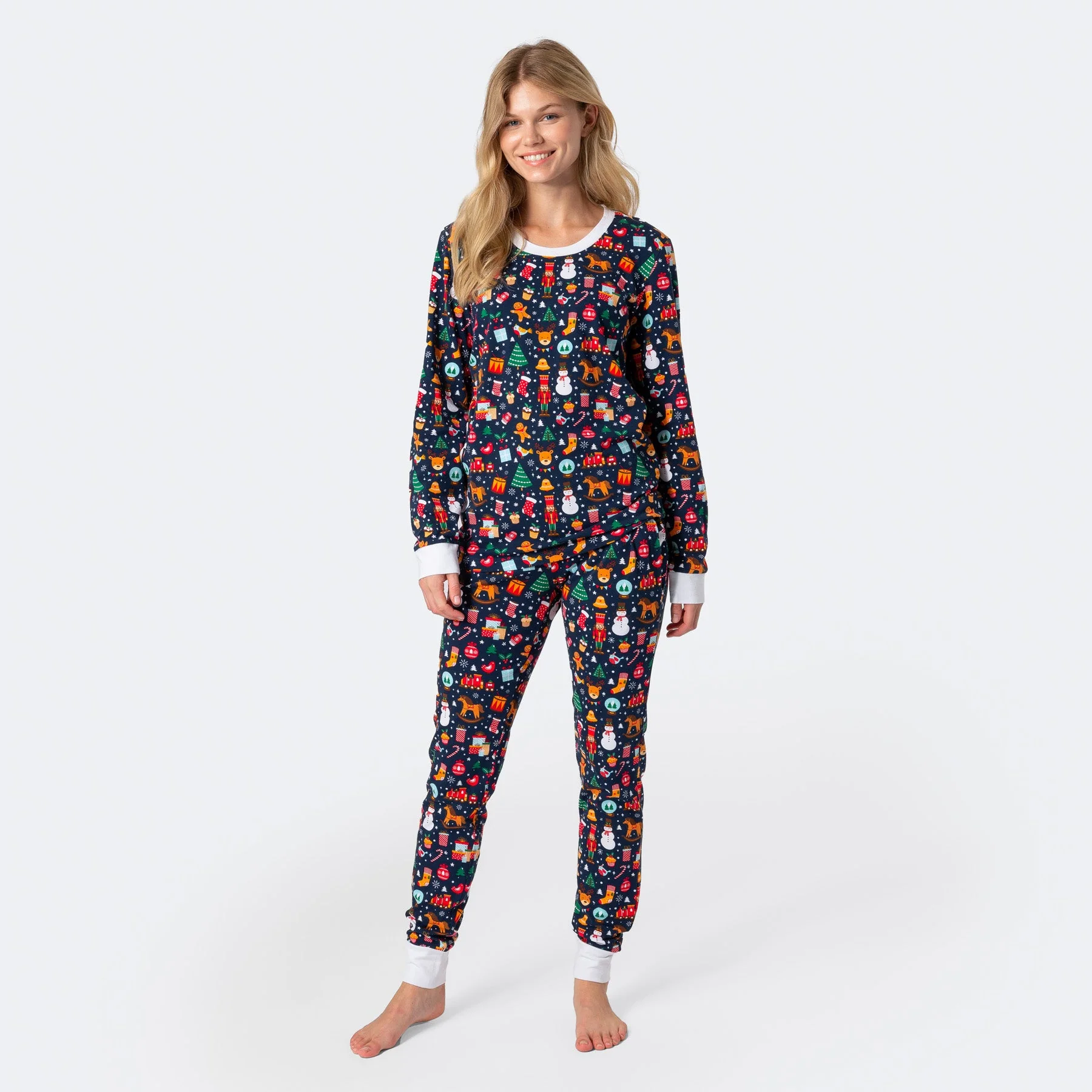 Blauer Weihnachtstraum Weihnachtspyjama Damen