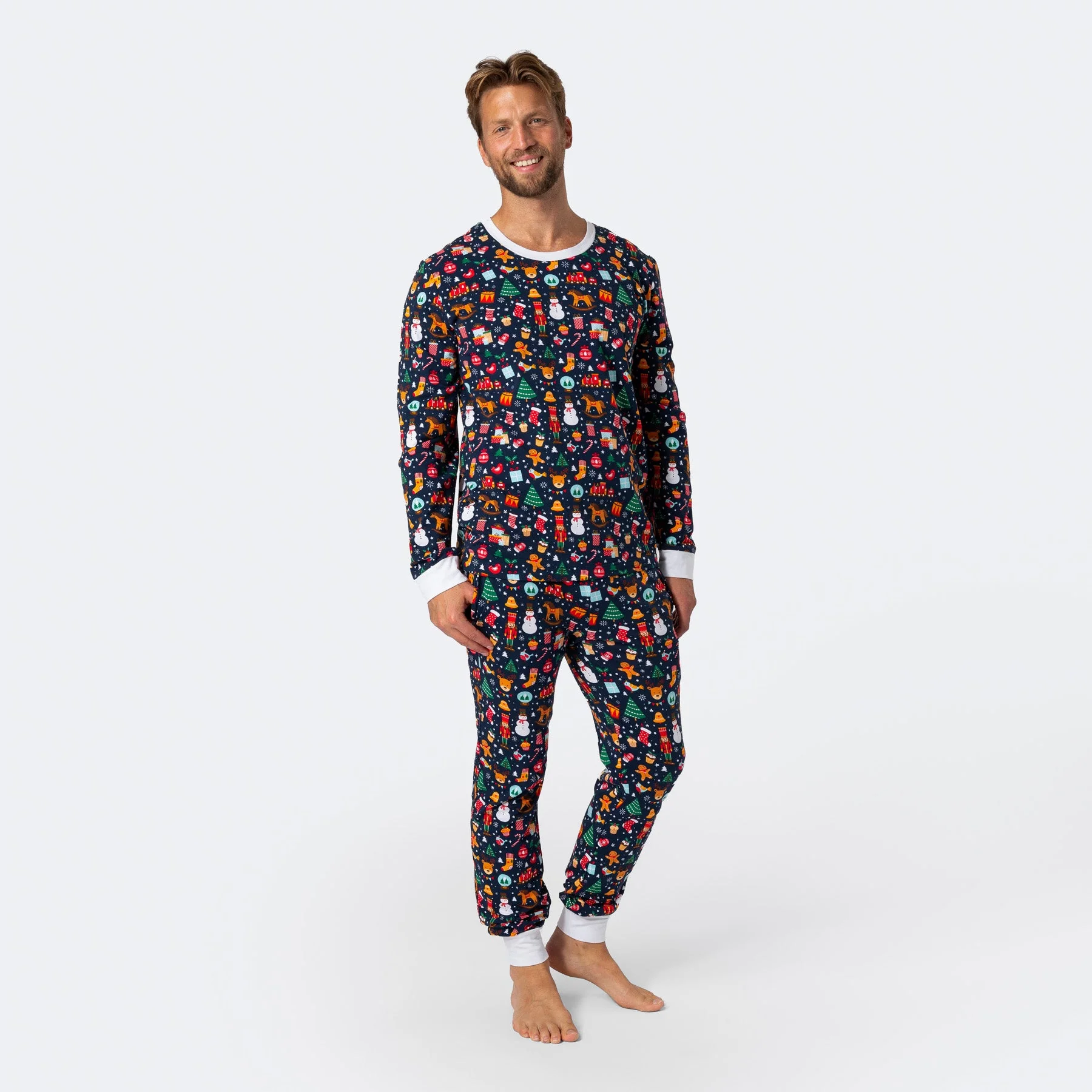 Blauer Weihnachtstraum Weihnachtspyjama Herren