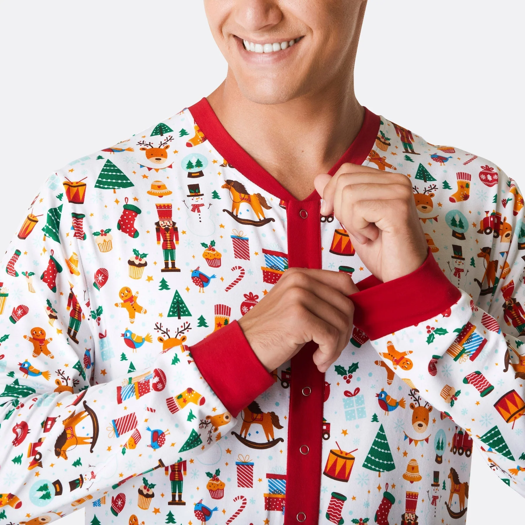 Weißer Weihnachtstraum Overall Weihnachtspyjama Herren - Image 5