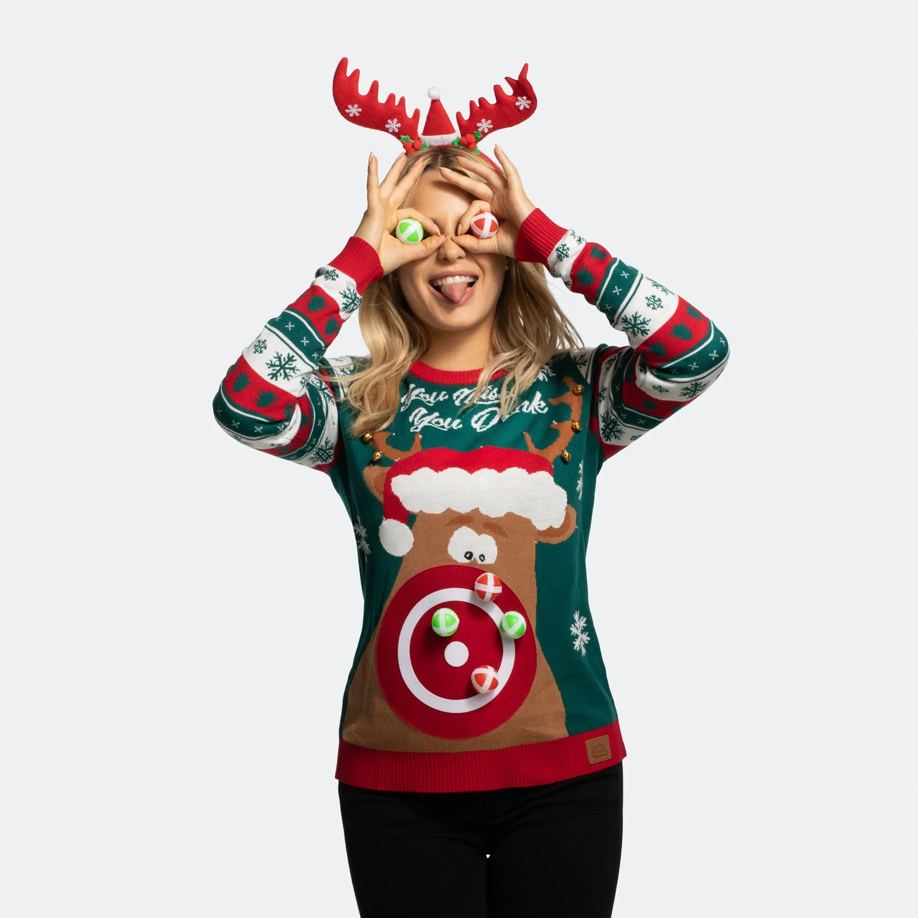 You Miss, You Drink! Weihnachtspullover Damen - Image 2