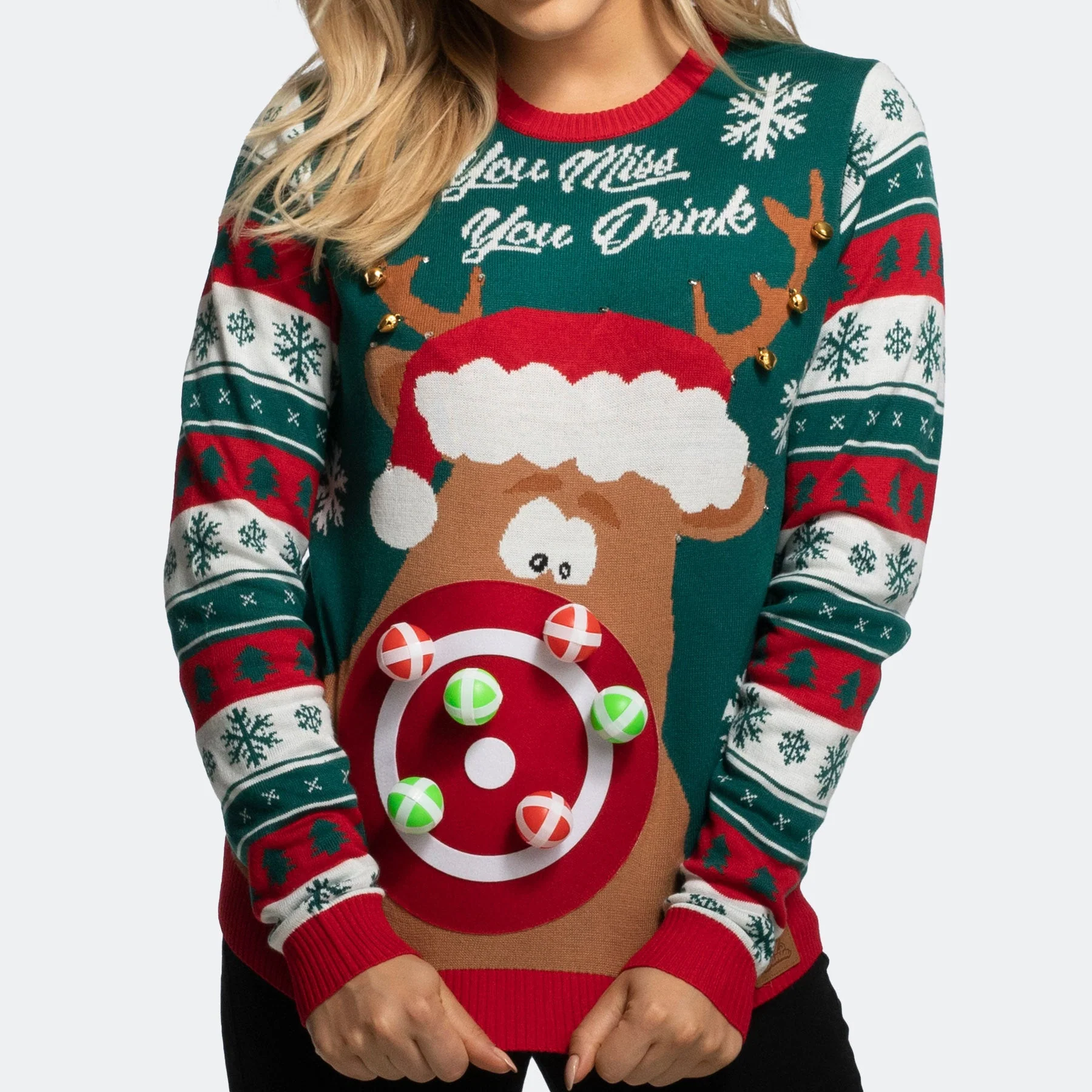 You Miss, You Drink! Weihnachtspullover Damen - Image 6