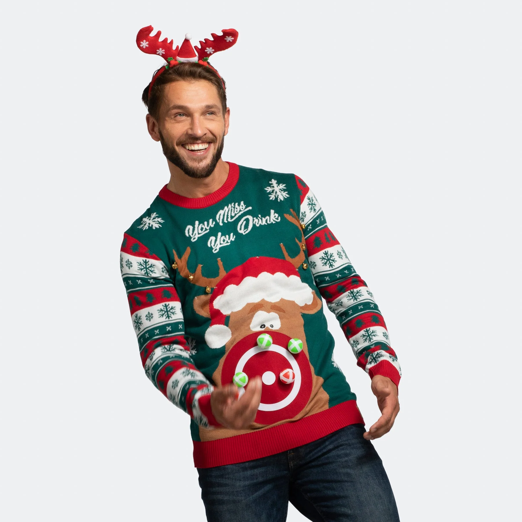 You Miss, You Drink! Weihnachtspullover Herren - Image 2